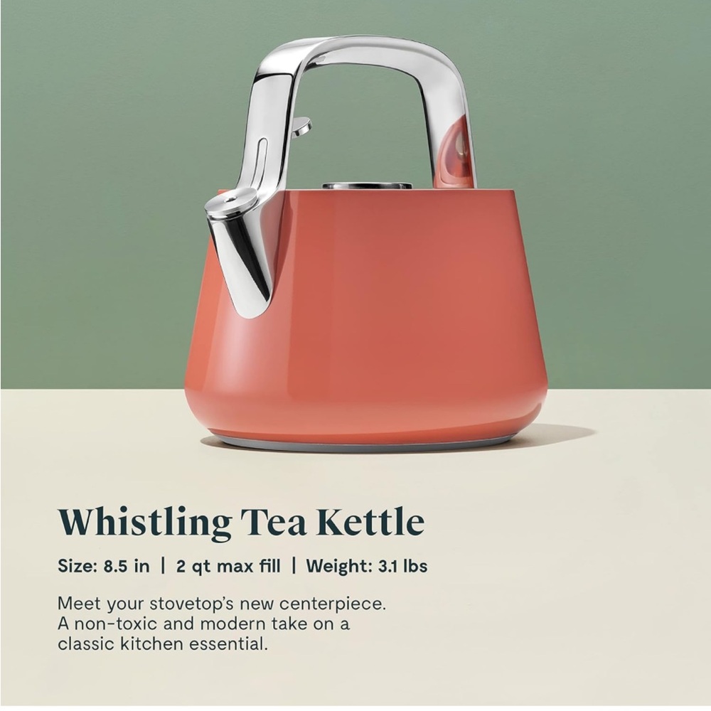 Caraway 2 Quart Whistling Tea Kettle | Perracotta | NEW IN BOX w/ Potholder